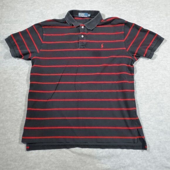 Polo Ralph Lauren Shirt Mens 2XL Red Black Striped Golf Performance Popover - Picture 1 of 6
